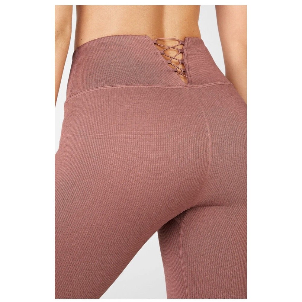Fabletics High Waisted Seamless Lace Up Legging Size Xl Blue